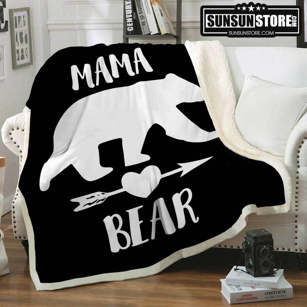 Mama Bear Black Sherpa Fleece Blanket