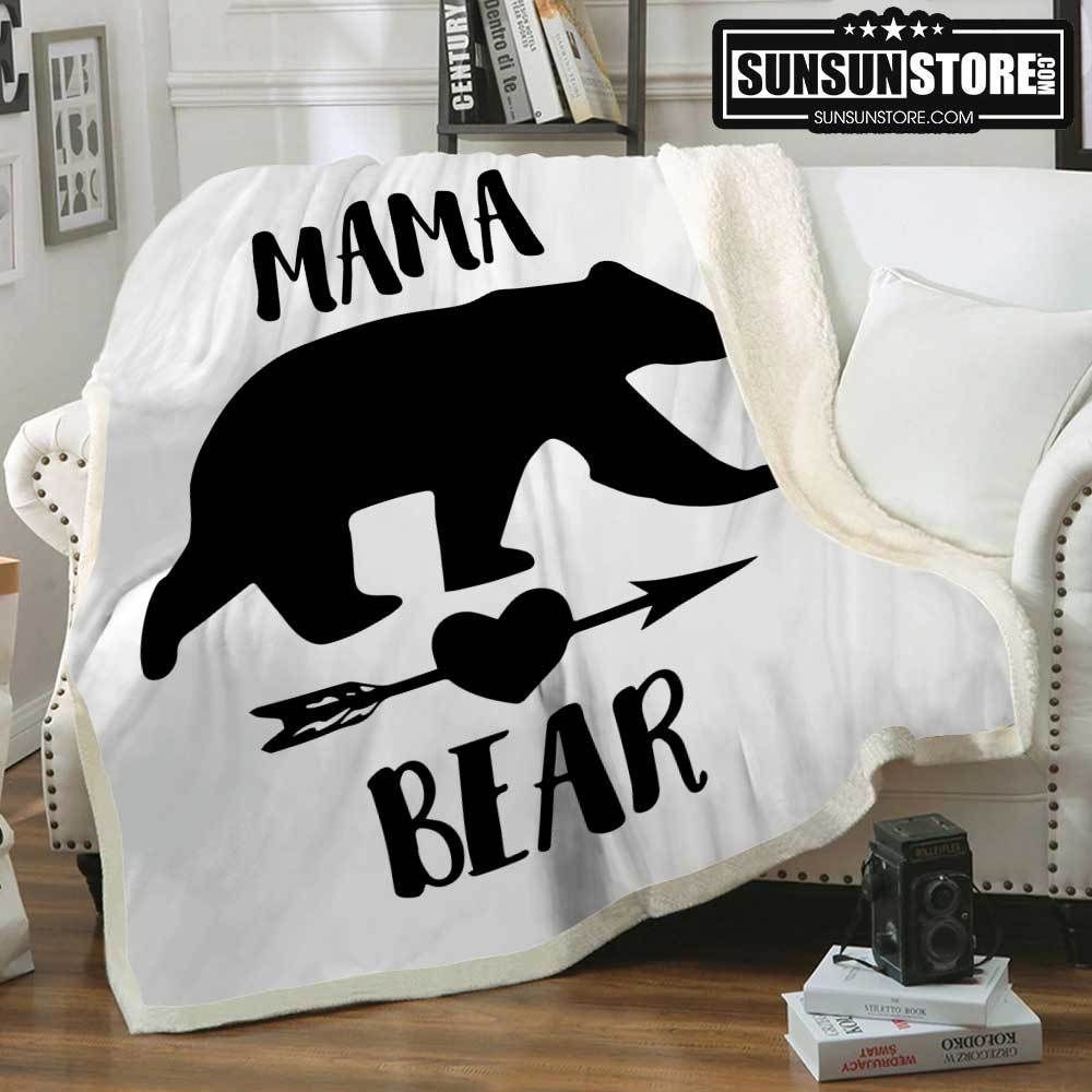 Mama Bear White Sherpa Fleece Blanket