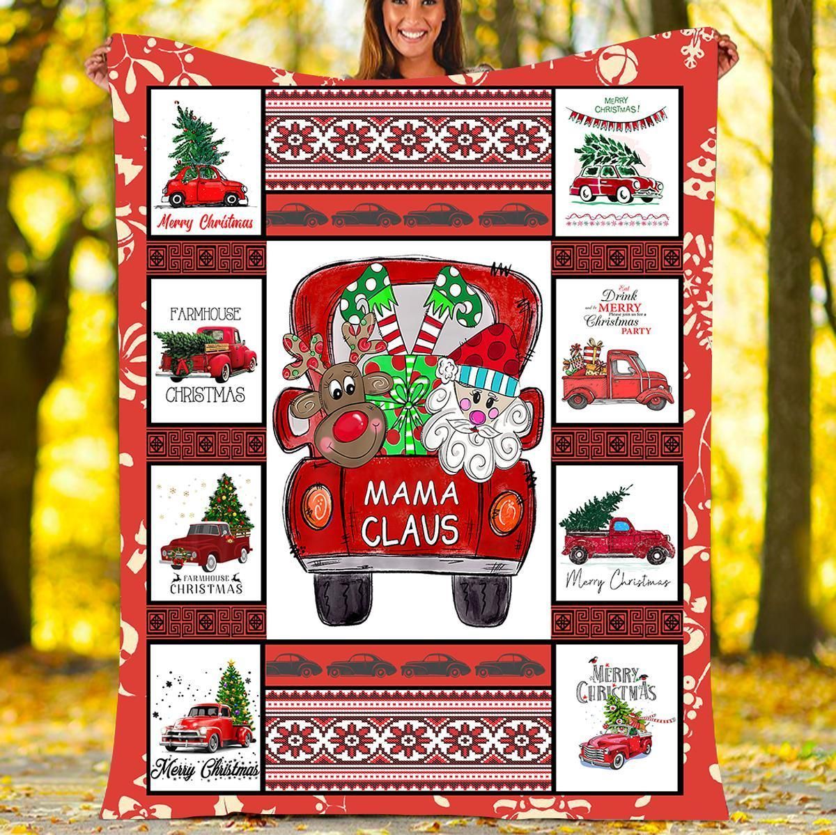Mama Claus Christmas Sherpa Fleece Blanket