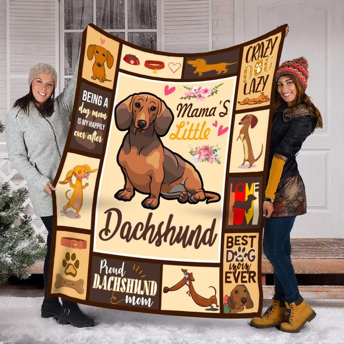 Mama Dachshund Fleece Blanket