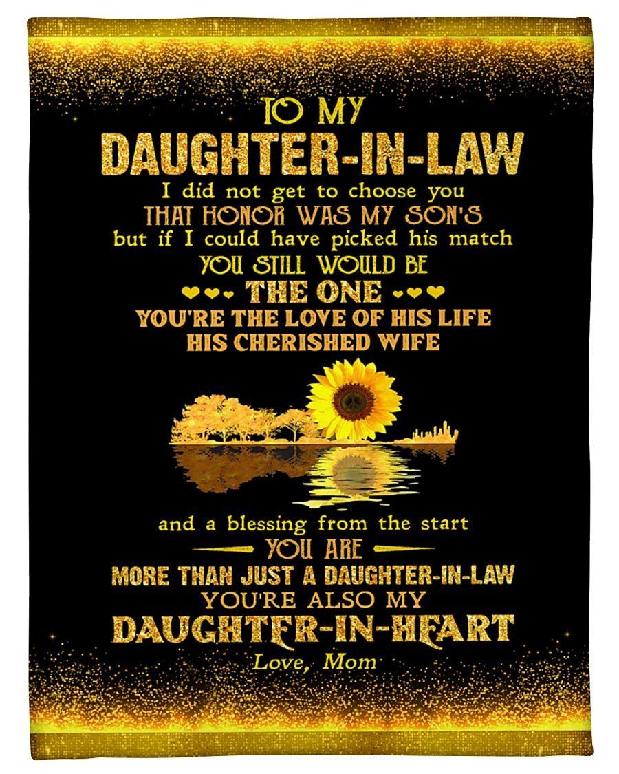Mama Giving Daughter In Law Sunflower Fleece Blanket Daughter In Heart Fleece Blanket