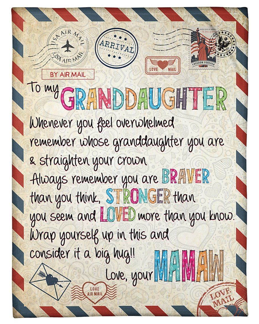 Mamaw To Granddaughter Whenever You Feel Overwhelmed Letter Fleece Blanket Customized Name Fleece Blanket