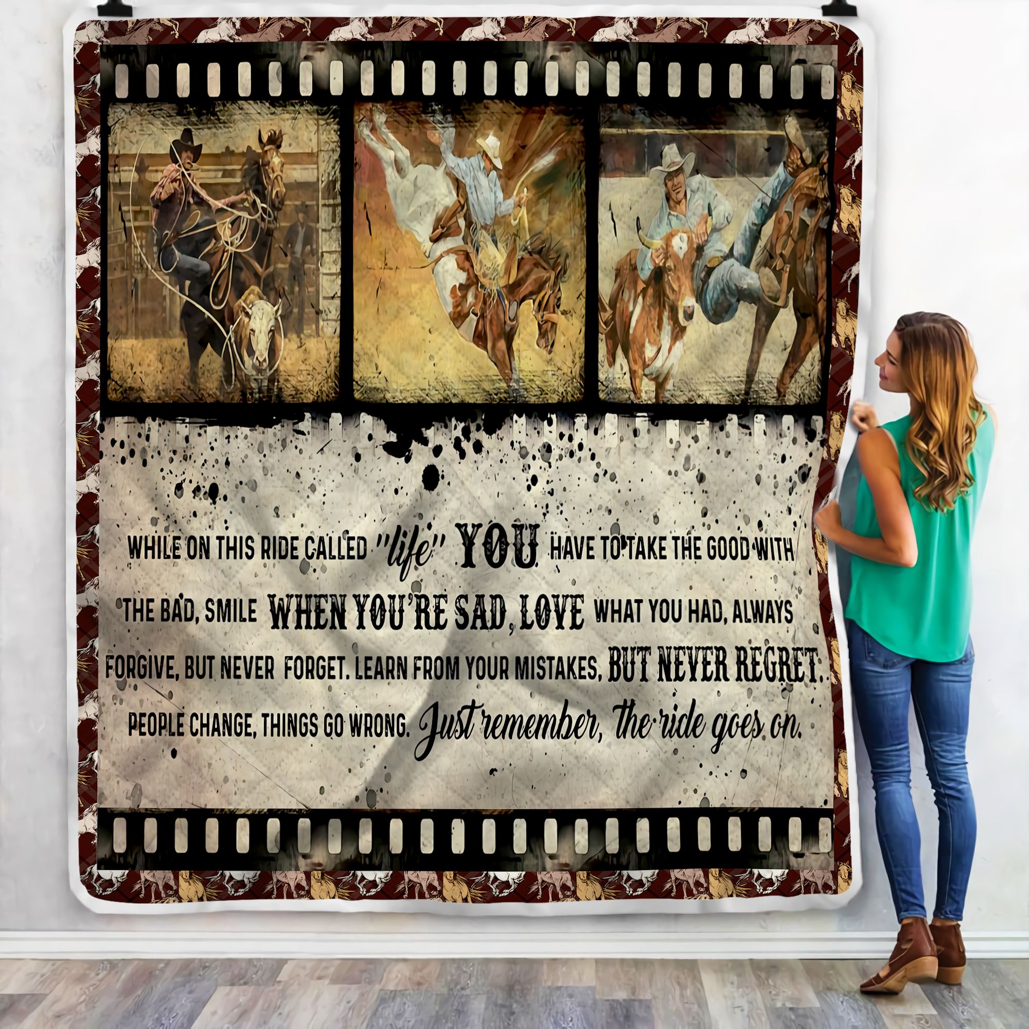 Man Rodeo Sometimes I Look Back Fleece Blanket