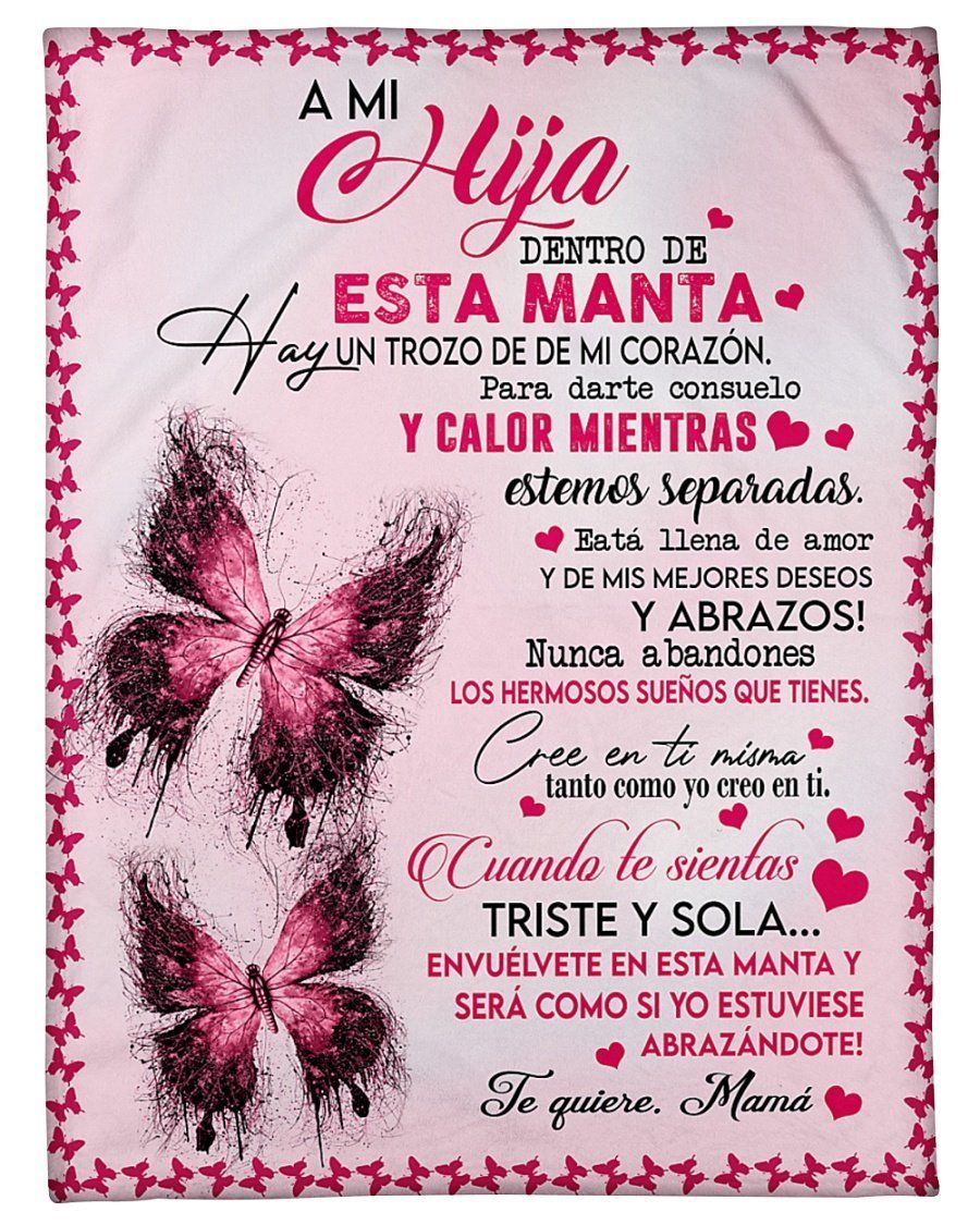 Mana To A Mi Hija Pink Lovely Message Fleece Blanket Fleece Blanket