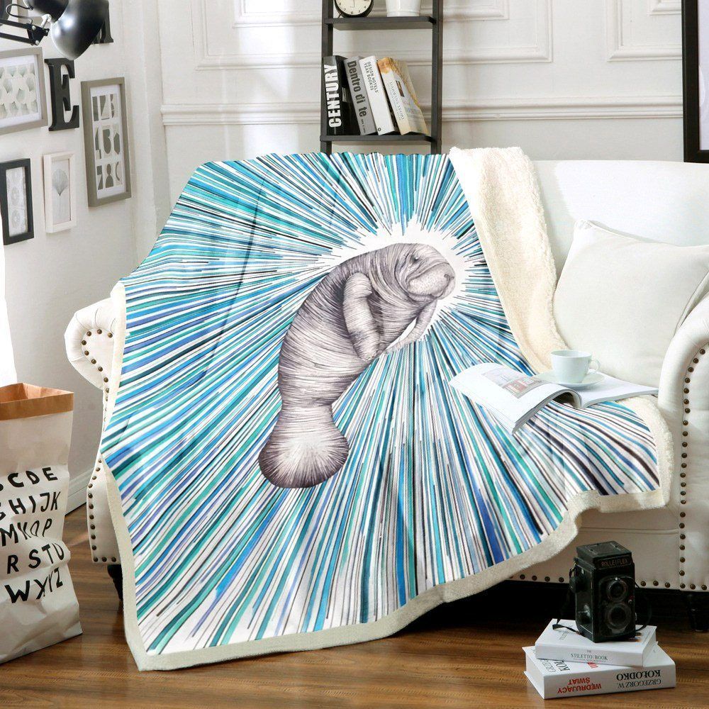 Manatee Sherpa Fleece Blanket