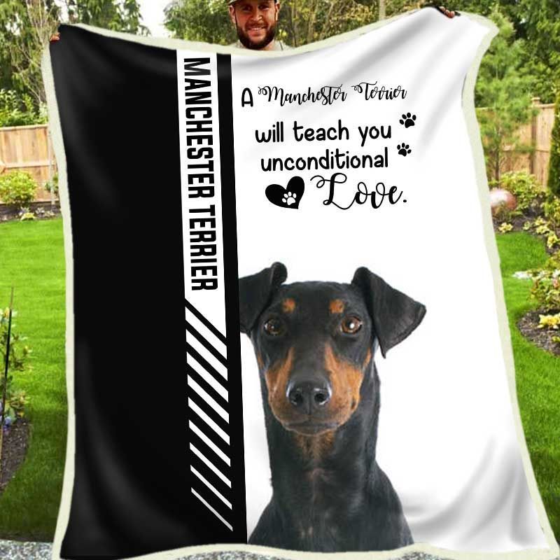 Manchester Terrier Sherpa Fleece Blanket
