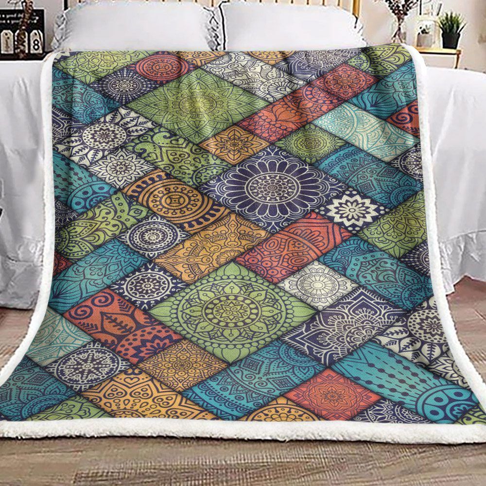 Mandala Abstract Sherpa Fleece Blanket