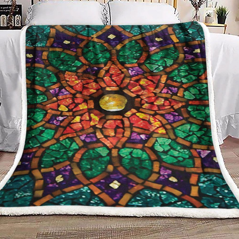 Mandala And Sun Sherpa Fleece Blanket