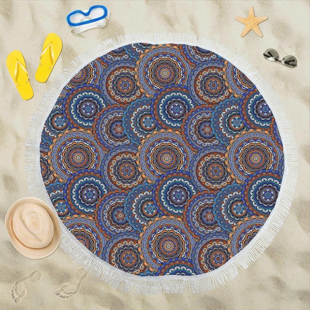 Mandala Boho Chic Design Print Round Beach Towel