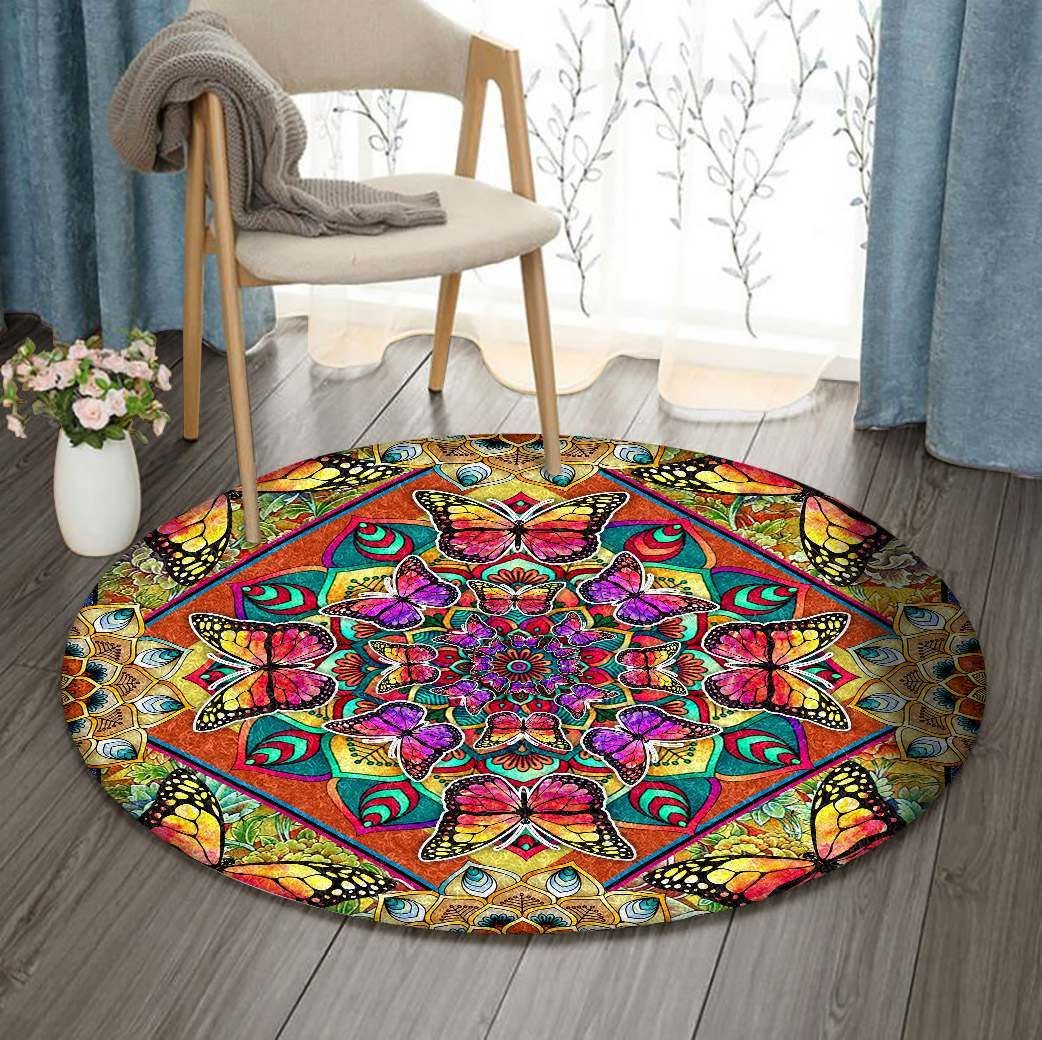 Mandala Butterfly Round Carpet