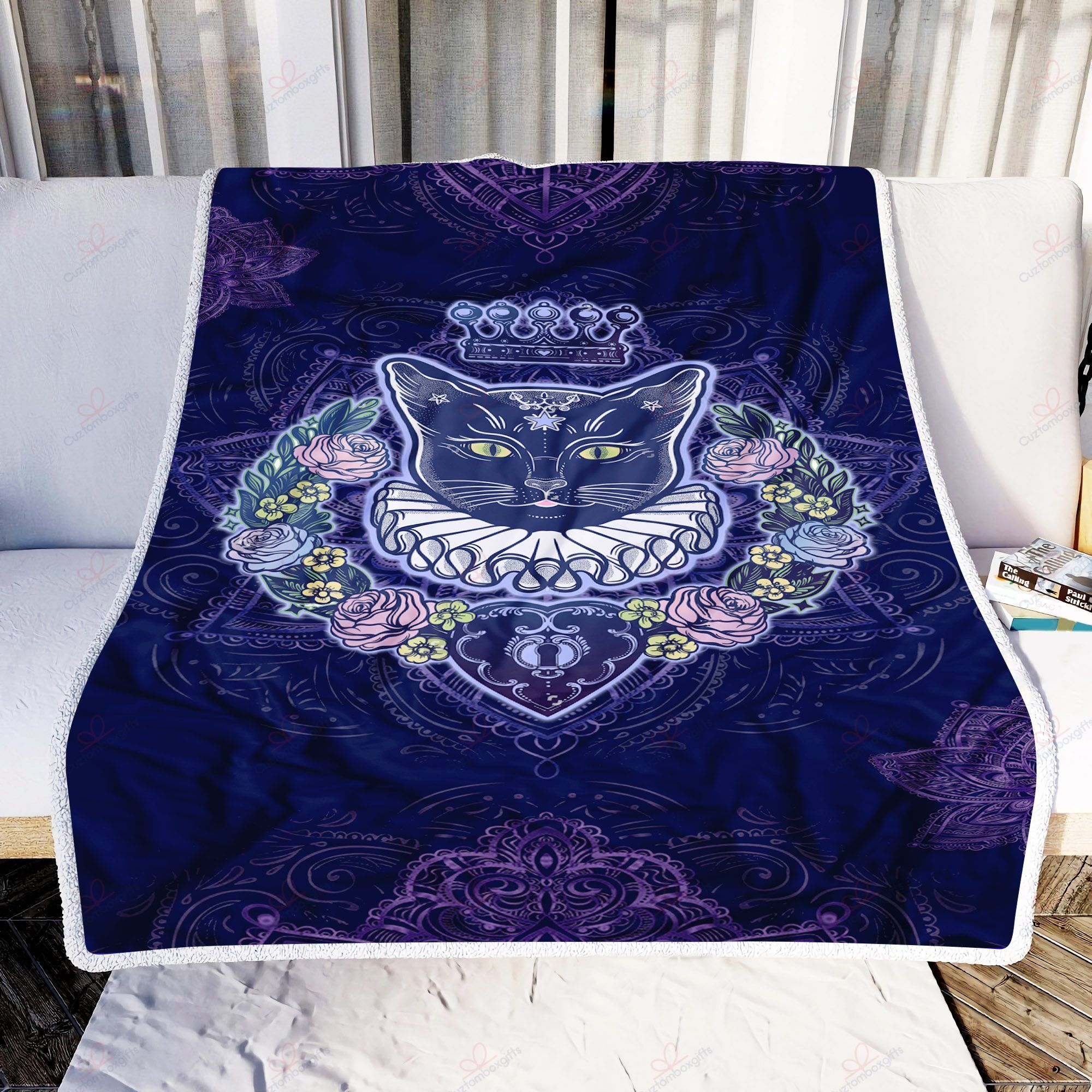 Mandala Cat Fleece Blanket