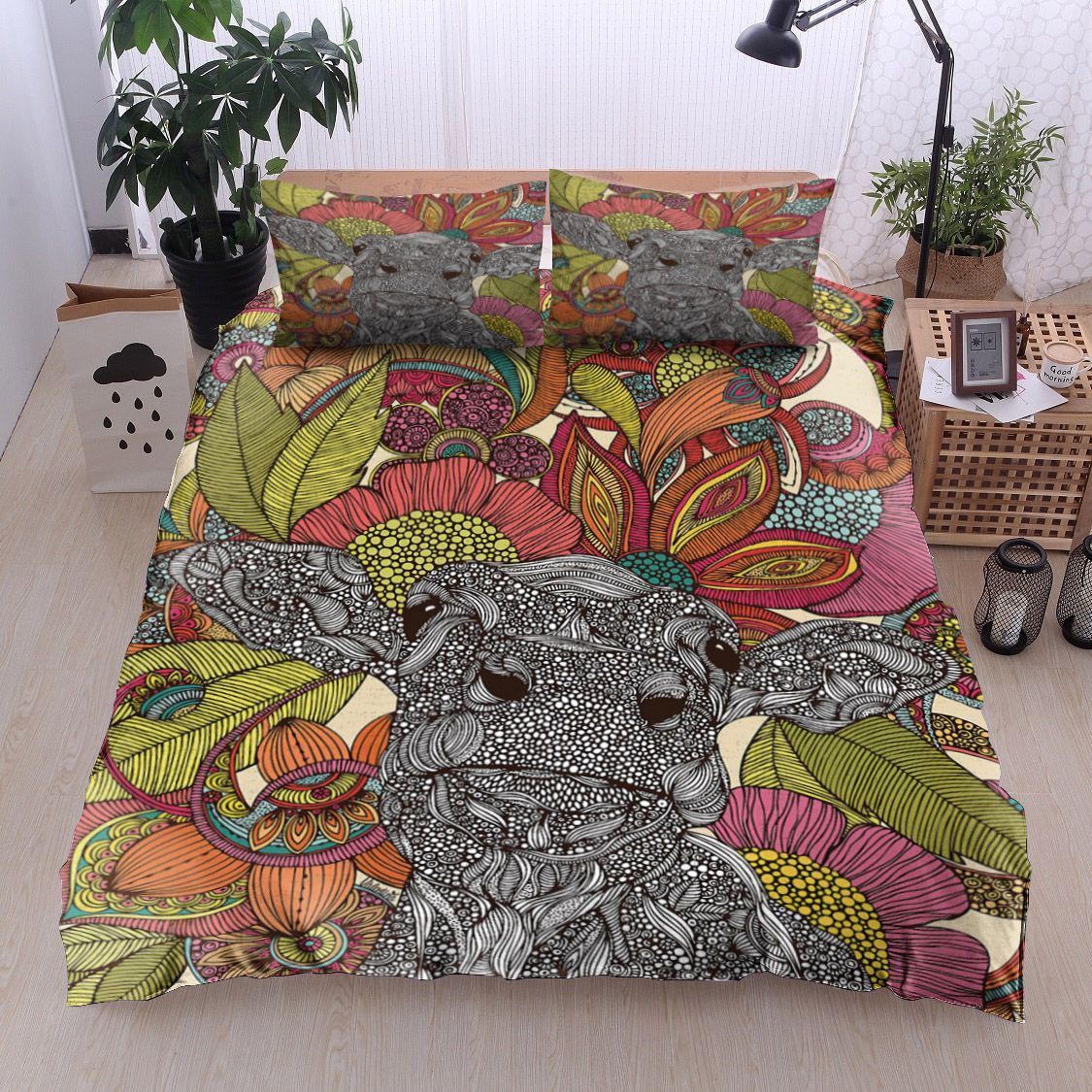 Mandala Cow And Flower Bedding Set