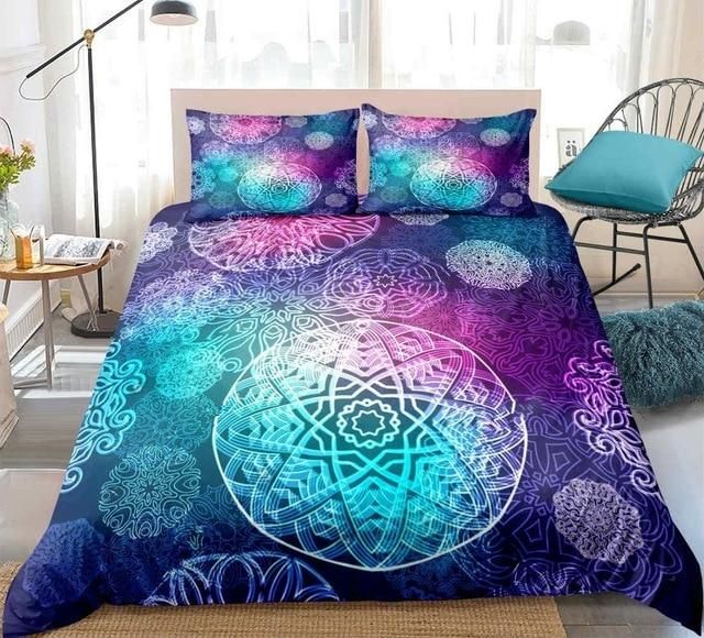 Mandala Decorative Pattern Blue Purple Bedding Set
