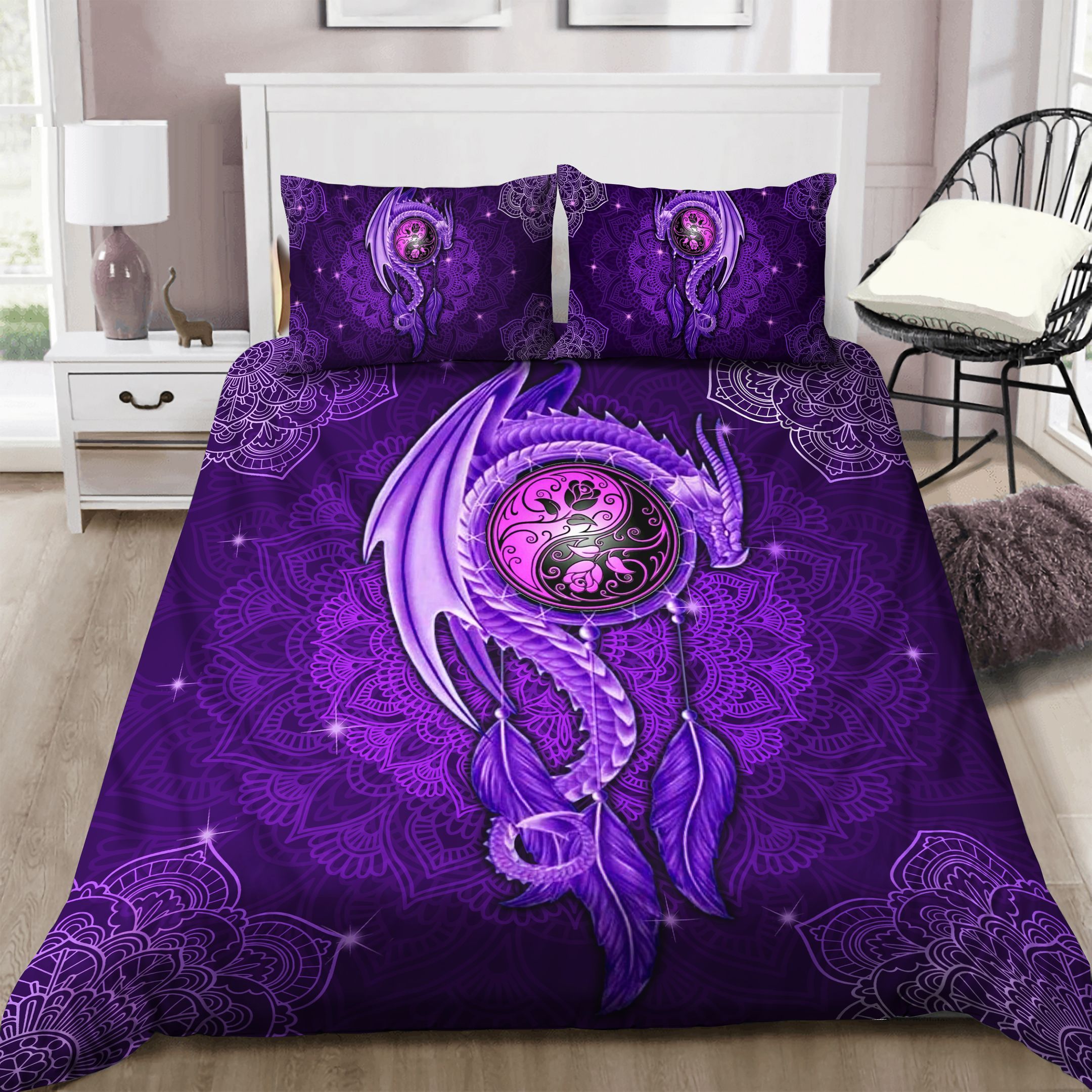 Mandala Dragon Purple Bedding Set