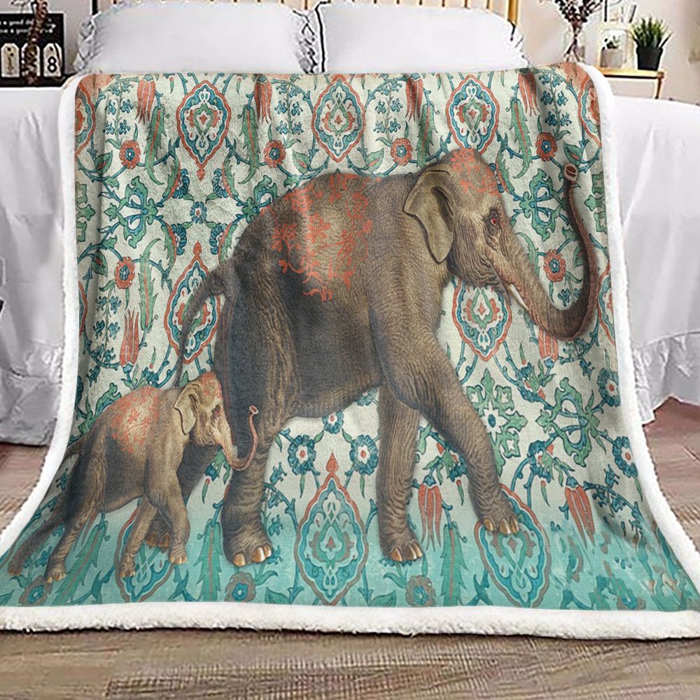 Mandala Elephant Sherpa Fleece Blanket