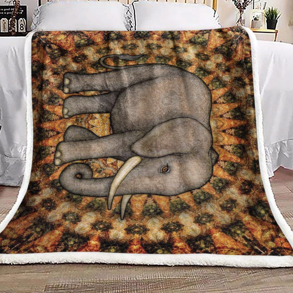 Mandala Elephant Sherpa Fleece Blanket