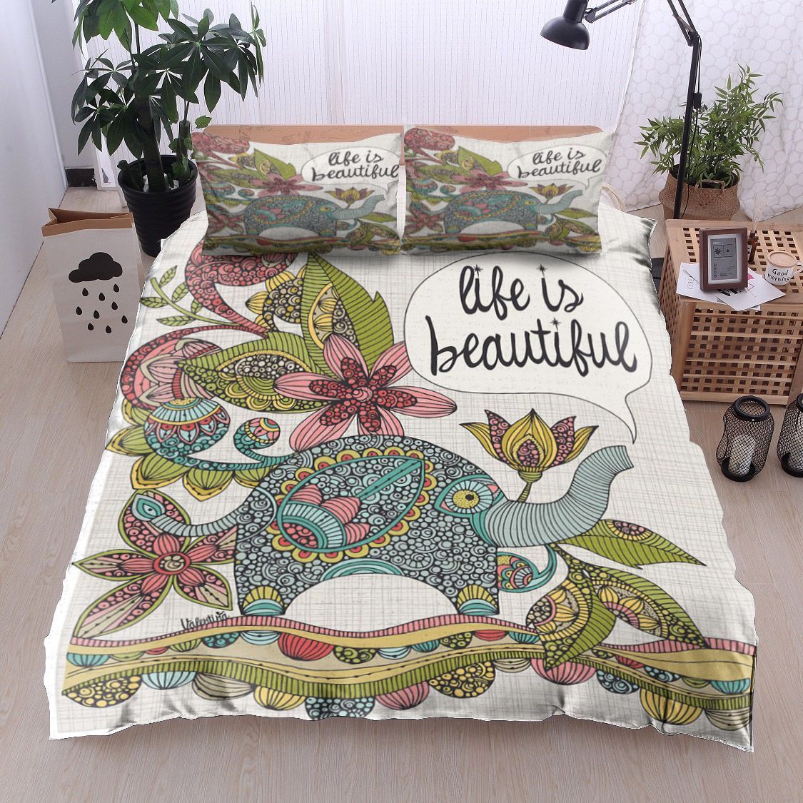 Mandala Elephant Flower Bedding Set
