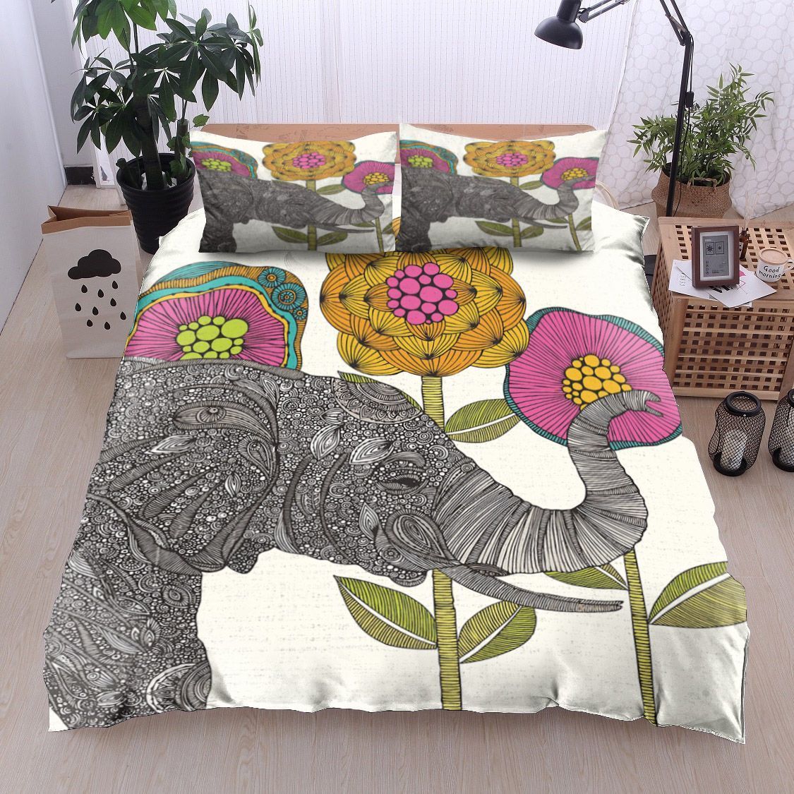 Mandala Elephant Flower Bedding Set