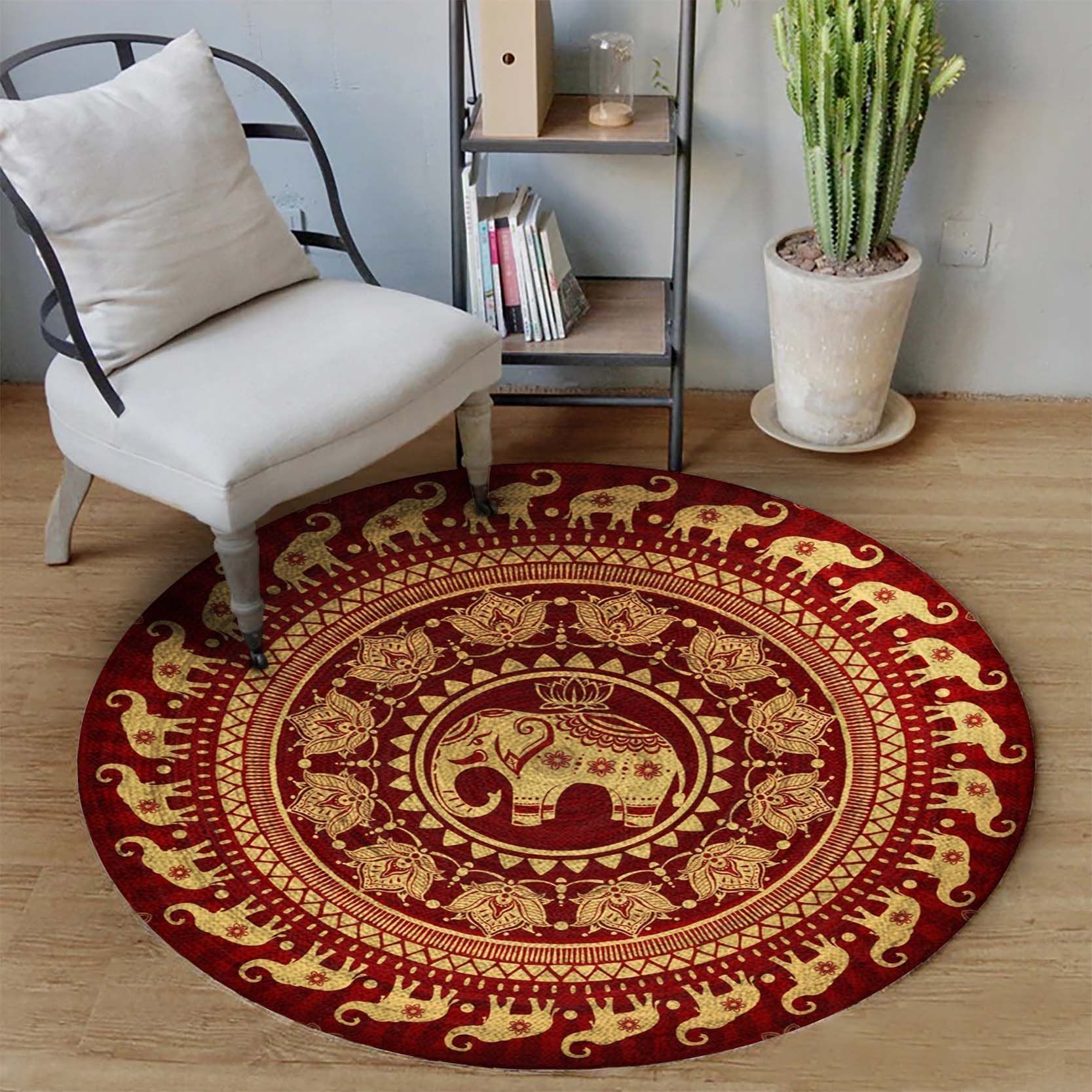 Mandala Elephant Lovely Round Carpet