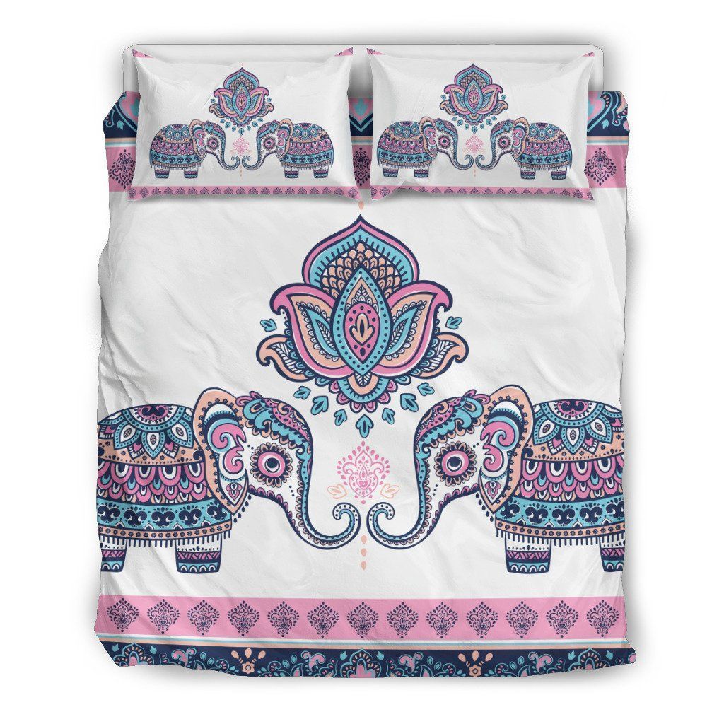 Mandala Elephant Pink Bedding Set