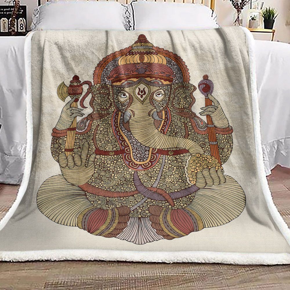 Mandala Elephants Sherpa Fleece Blanket