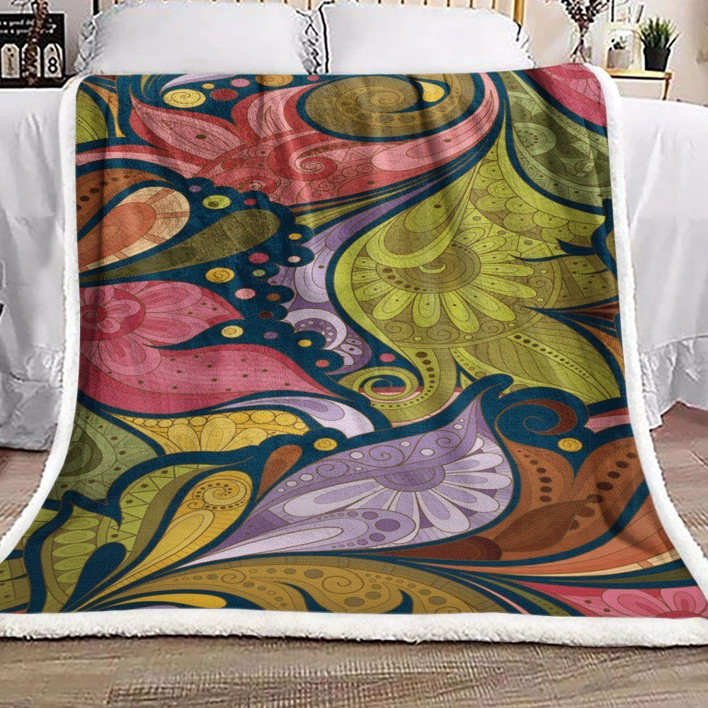 Mandala Flower Sherpa Fleece Blanket