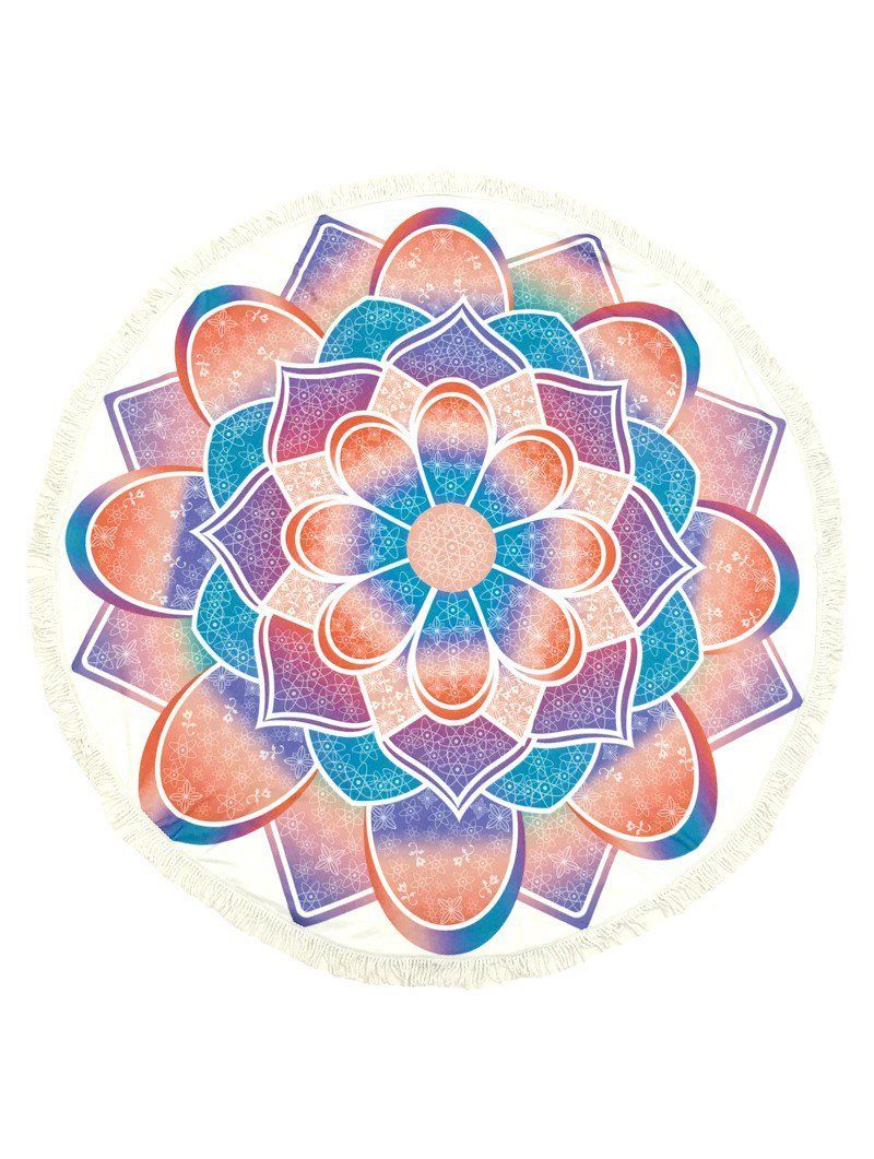 Mandala Flower Patterns Printed Round Beach Towel