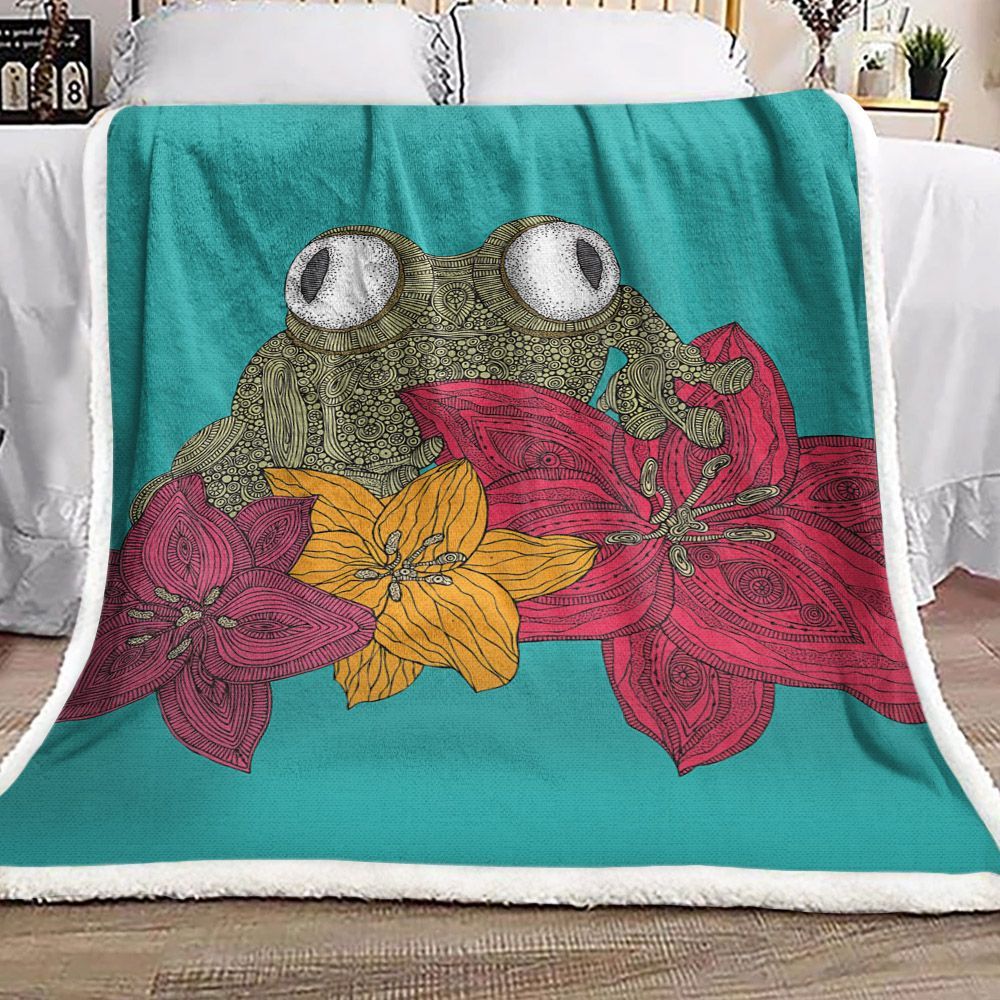 Mandala Frog Sherpa Fleece Blanket