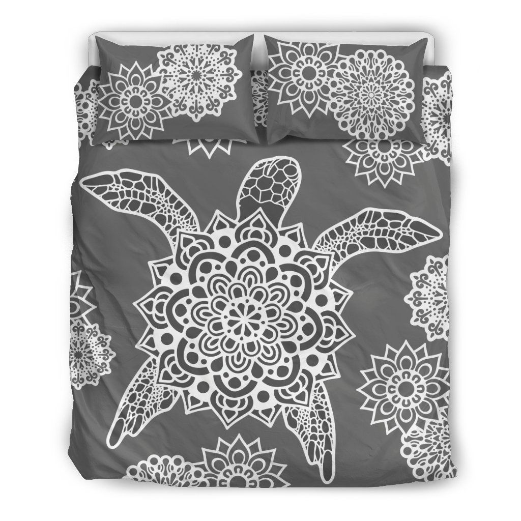 Mandala Grey Shell Sea Turtle Bedding Set