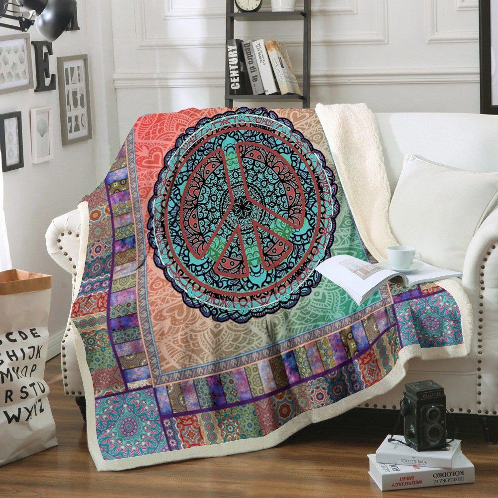Mandala Hippie Sherpa Fleece Blanket
