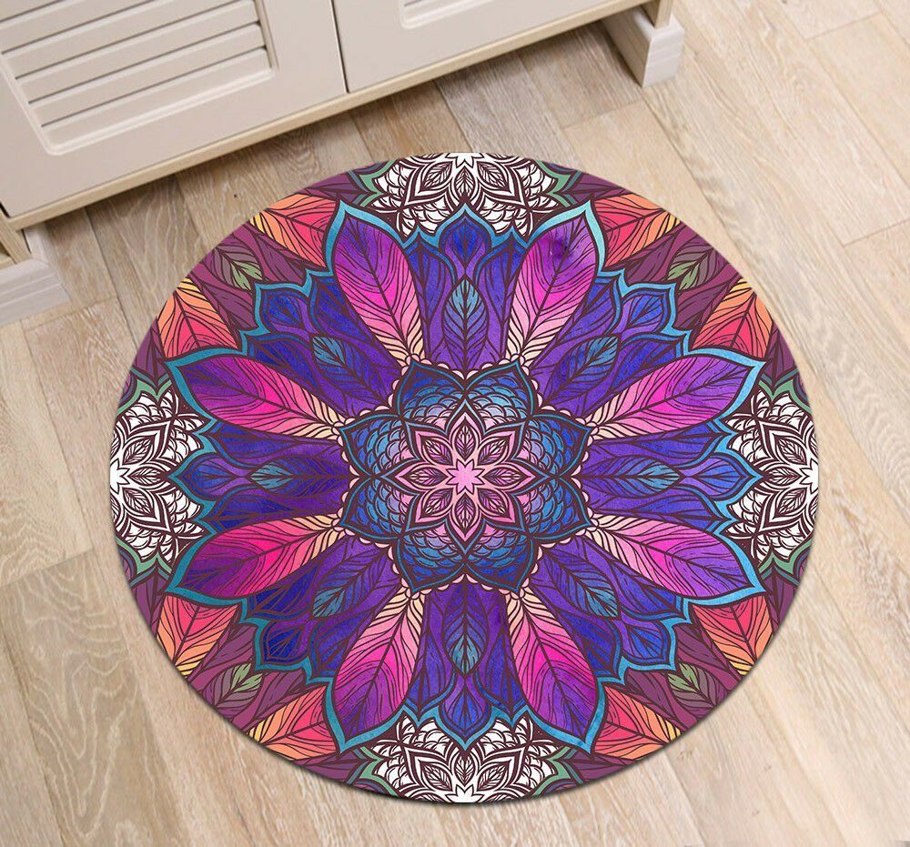 Mandala Leaves Round Carpet