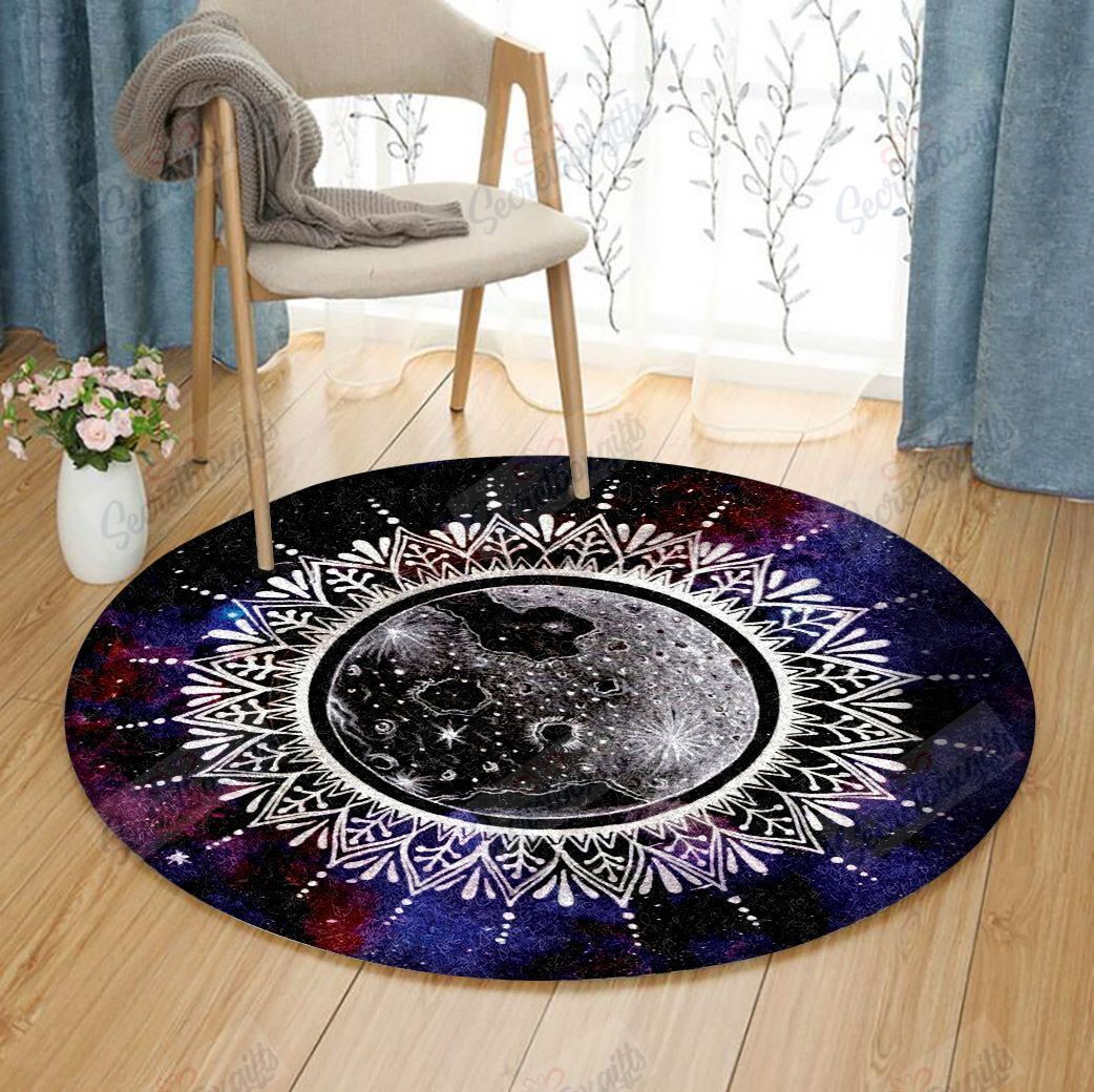 Mandala Moon Galaxy Round Carpet
