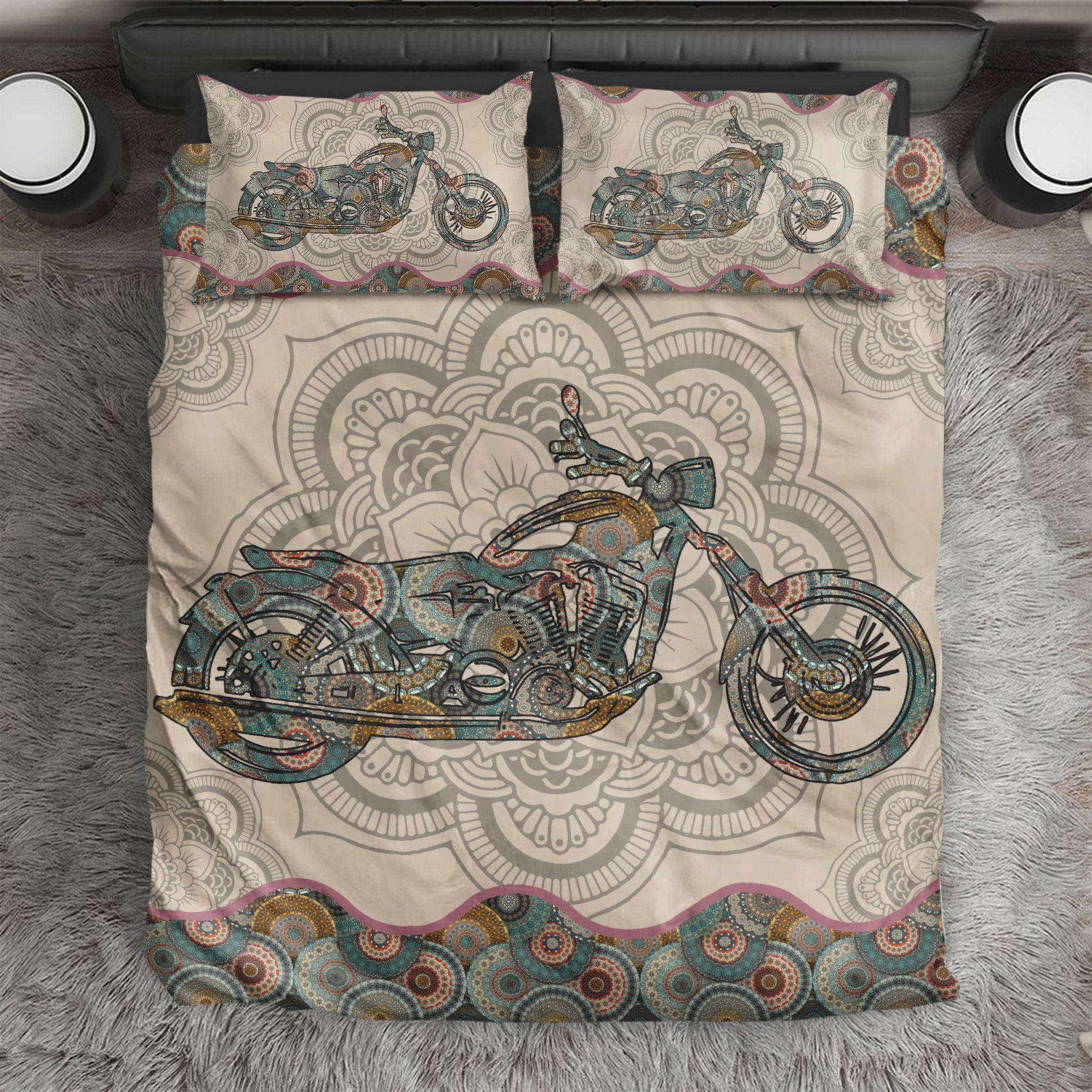 Mandala Motorcycle Lovers Bedding Set