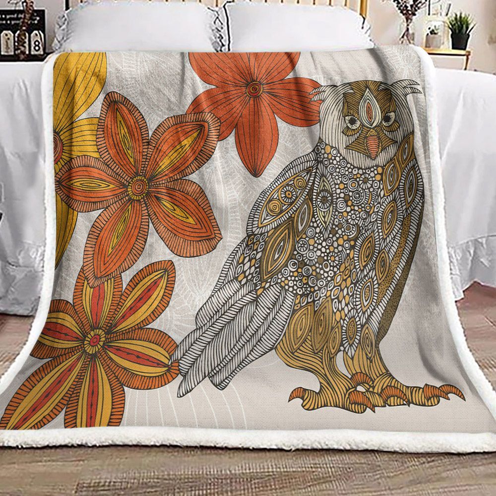 Mandala Owl Flower Sherpa Fleece Blanket