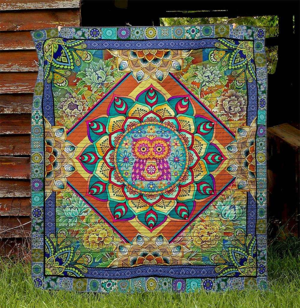 Mandala Owl HM110527 Quilt Blanket