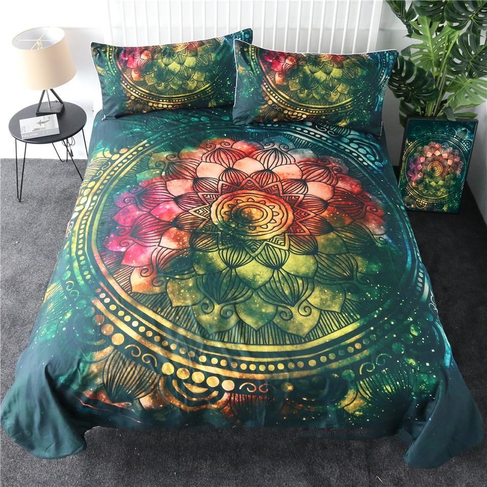 Mandala Paisley Circle Tropical Forest Bedding Set