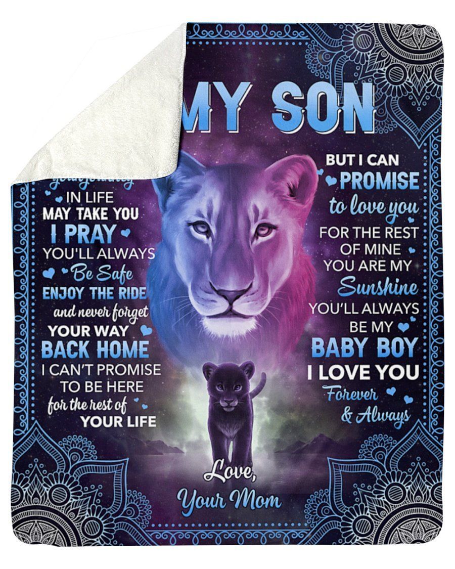 Mandala Patten With Wolf To Son Never Forget Your Way Back Home Fleece Blanket Sherpa Blanket