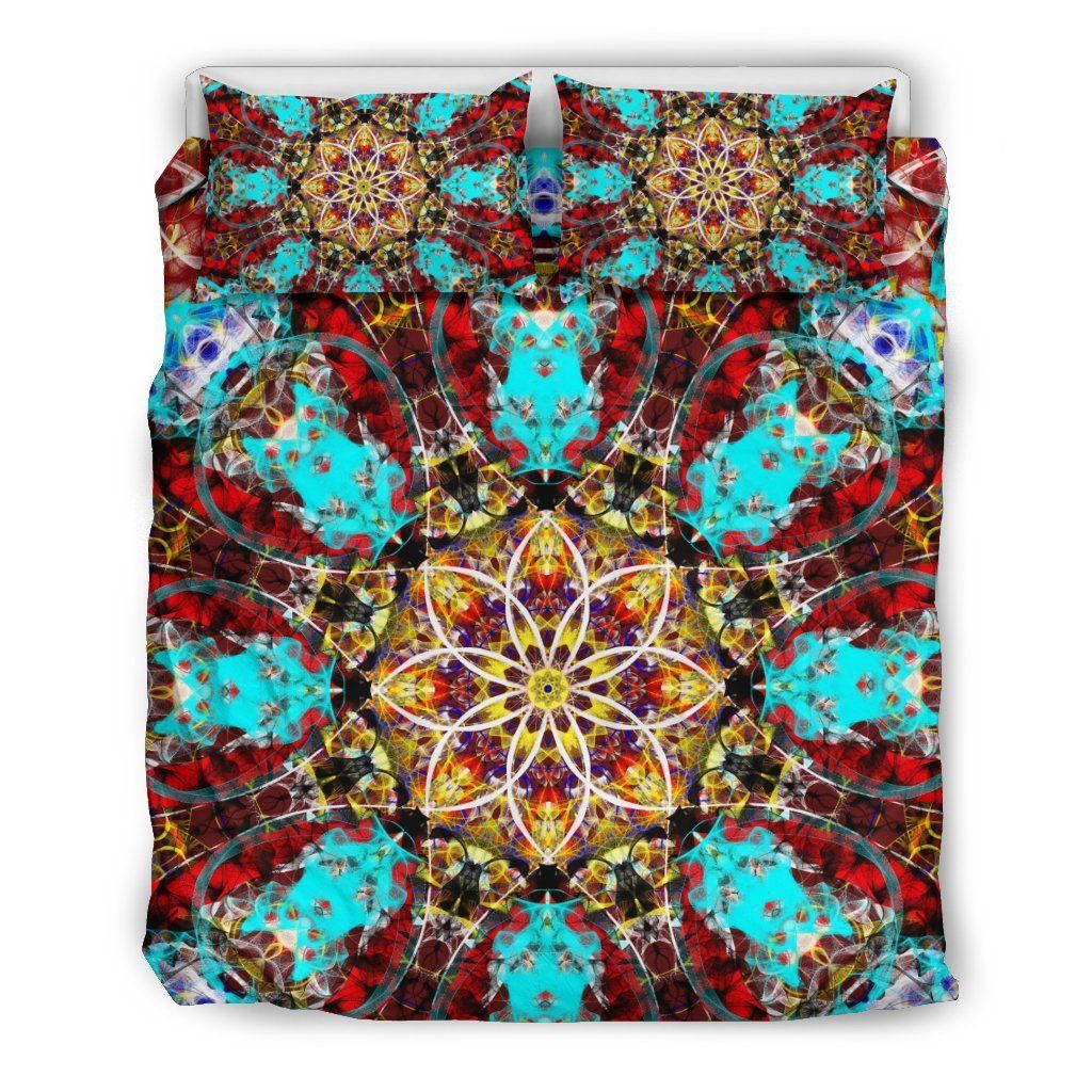 Mandala Pattern Red And Blue Bedding Set