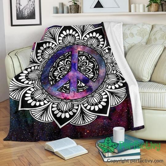 Mandala Peace Hippie Sherpa Fleece Blanket