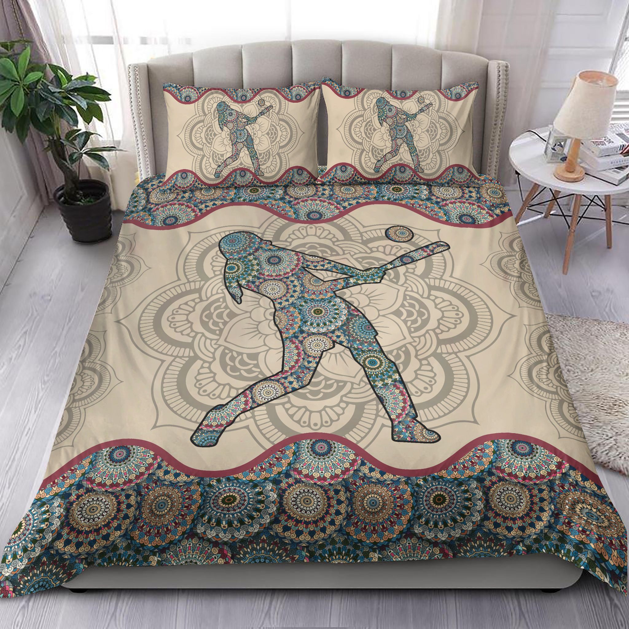 Mandala Softball Player Bedding Set