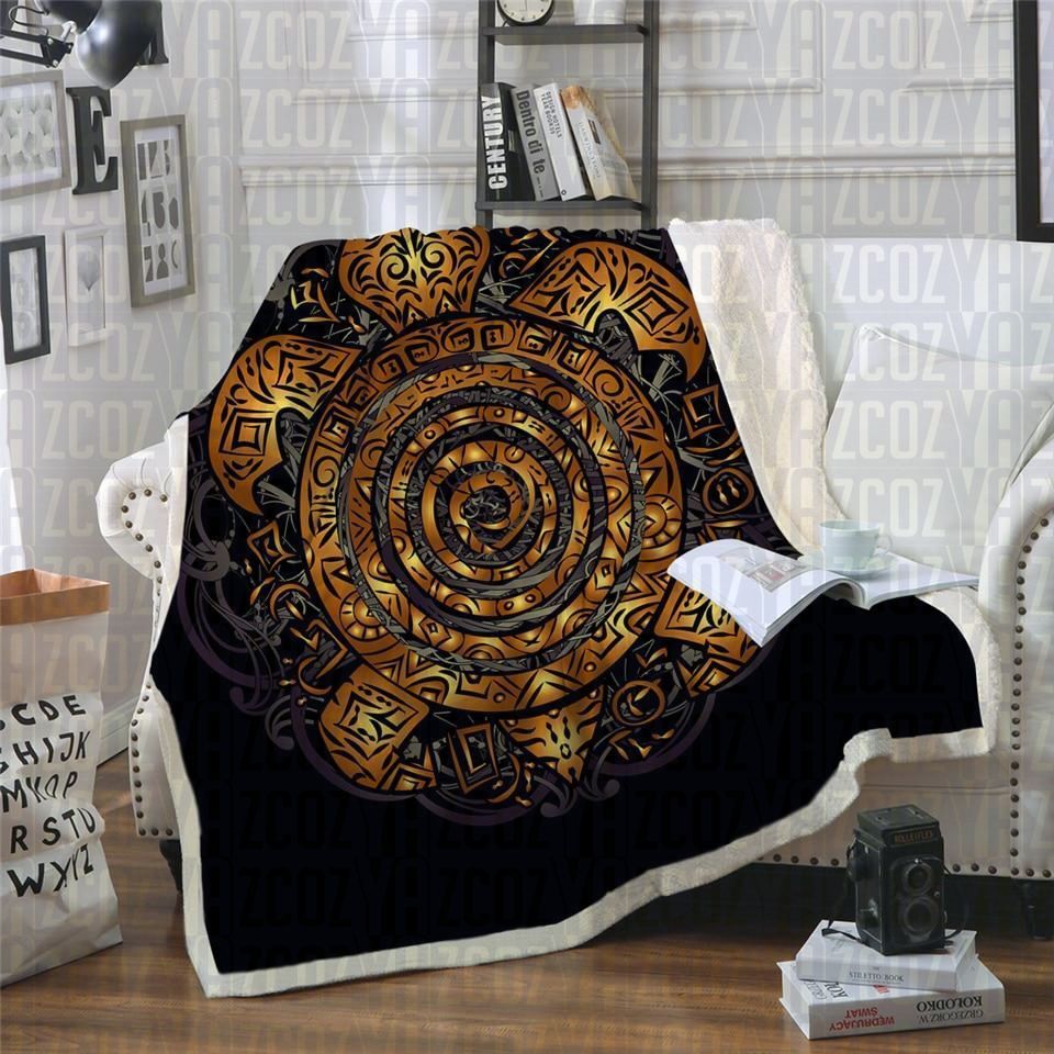 Mandala Turtle Sherpa Fleece Blanket