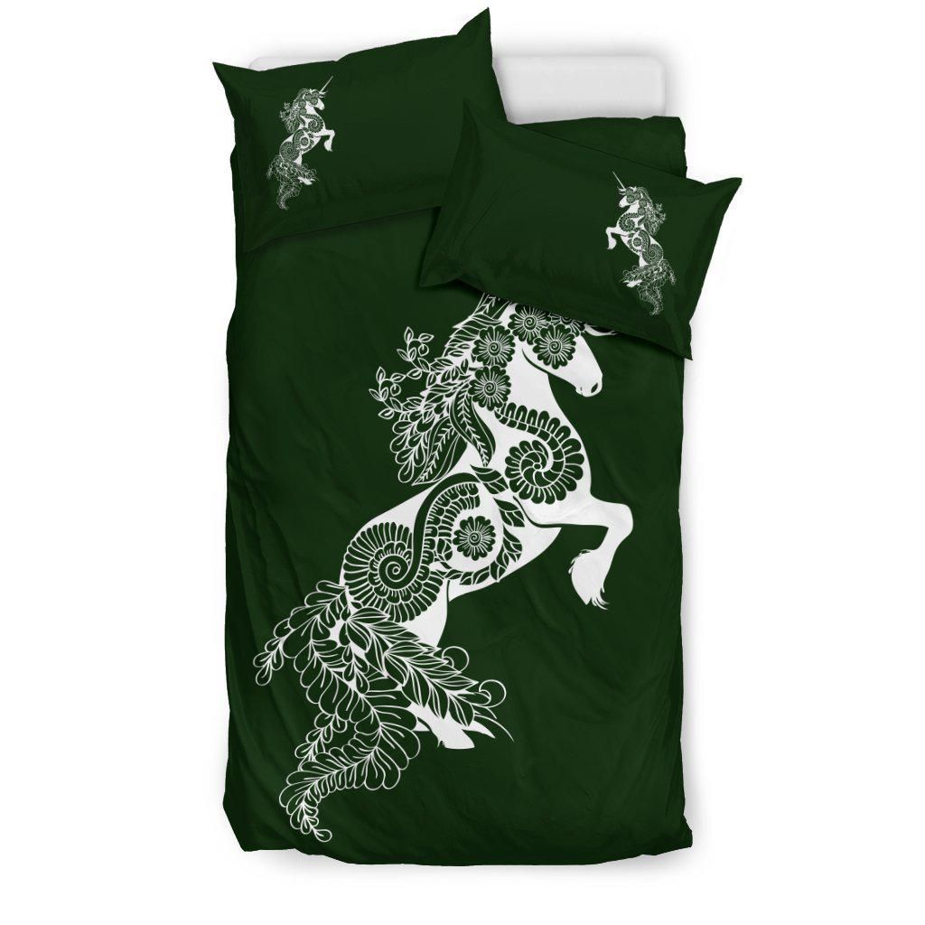 Mandala Unicorn Olive Bedding Set