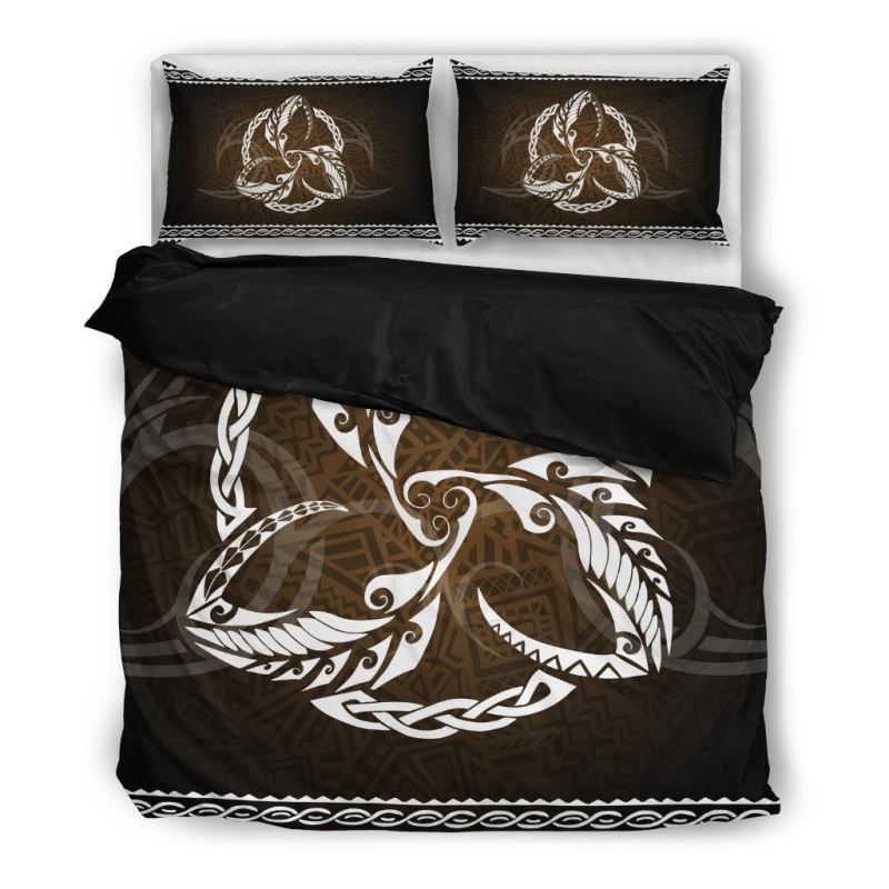 Maori Fern Brown And White Bedding Set