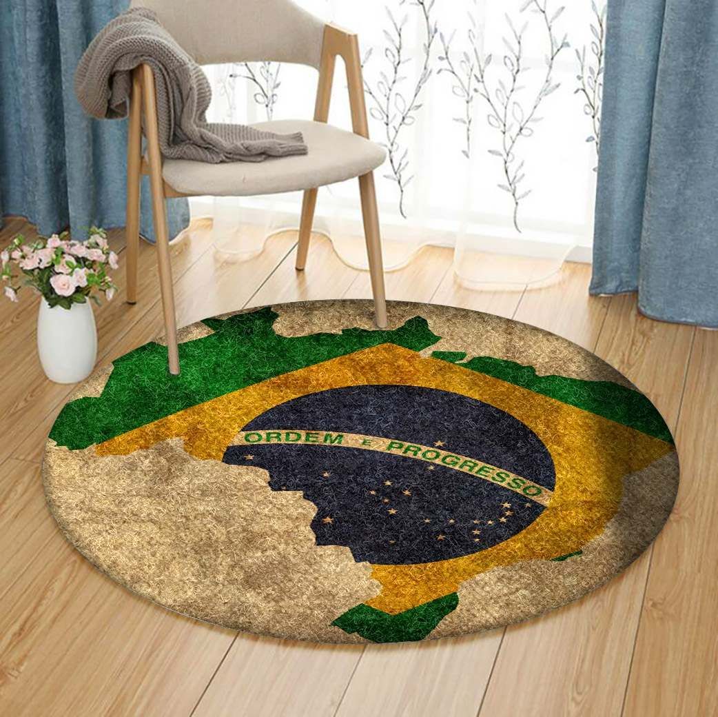 Map Brazil Round Carpet