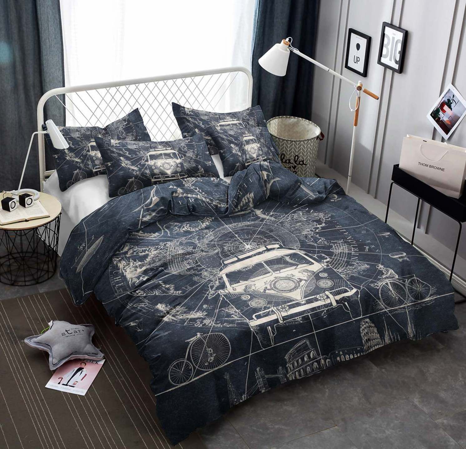 Map Cotton Bed Sheets Spread Comforter Bedding Set