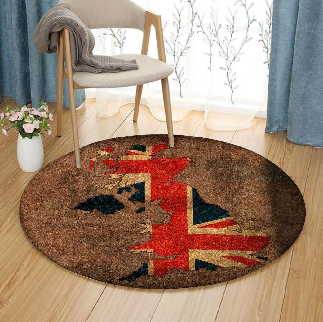 Map United Kingdom Round Carpet