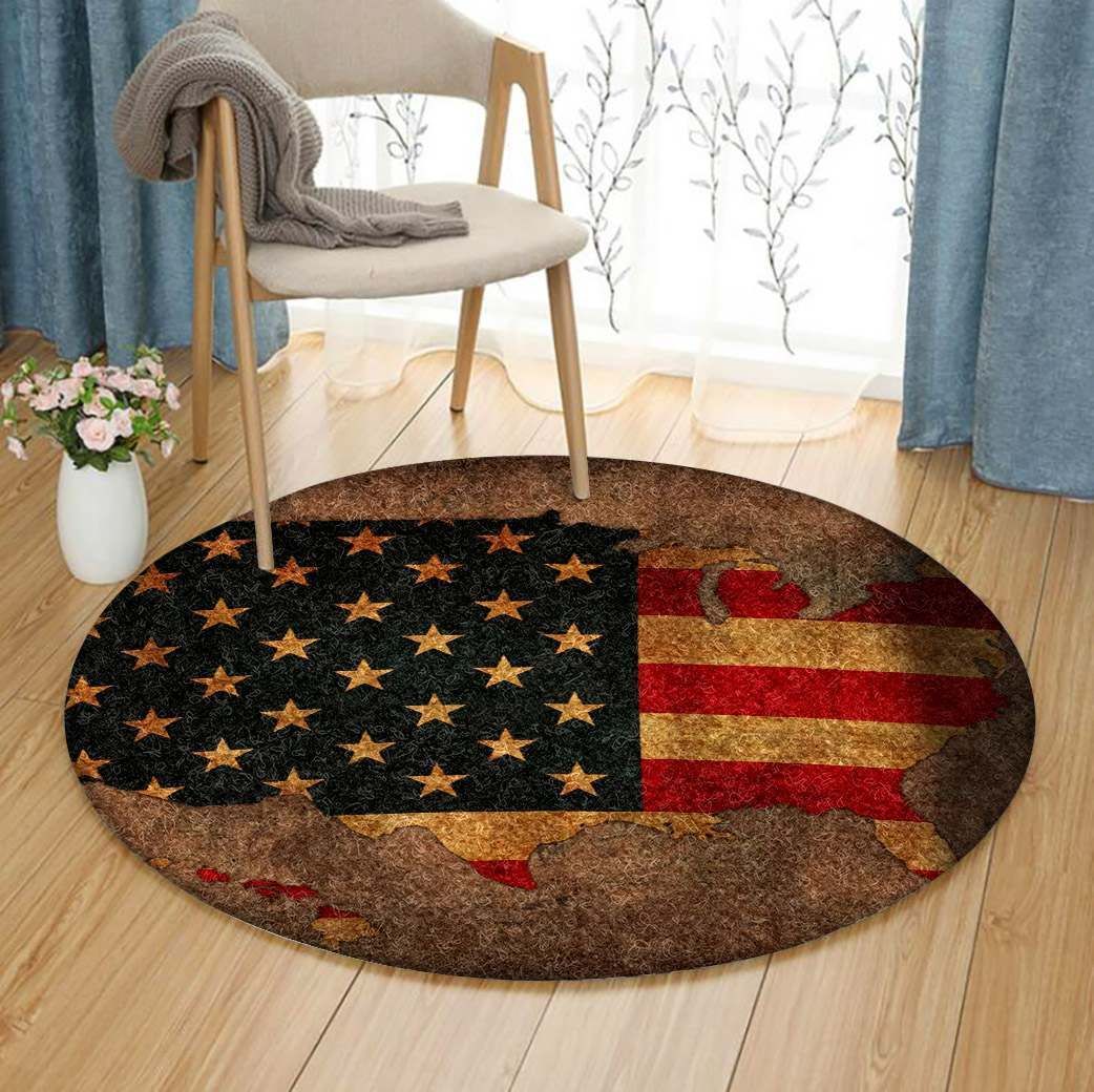 Map USA Round Carpet