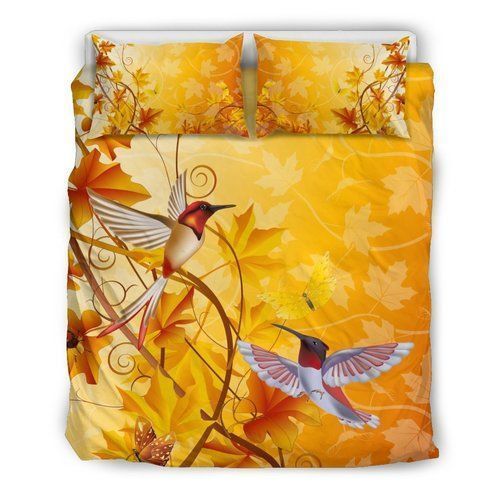 Maple Leaf With Birds Canada Bedding Set