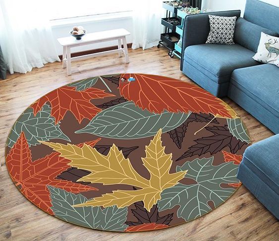 Maple Leaves Round Carpet