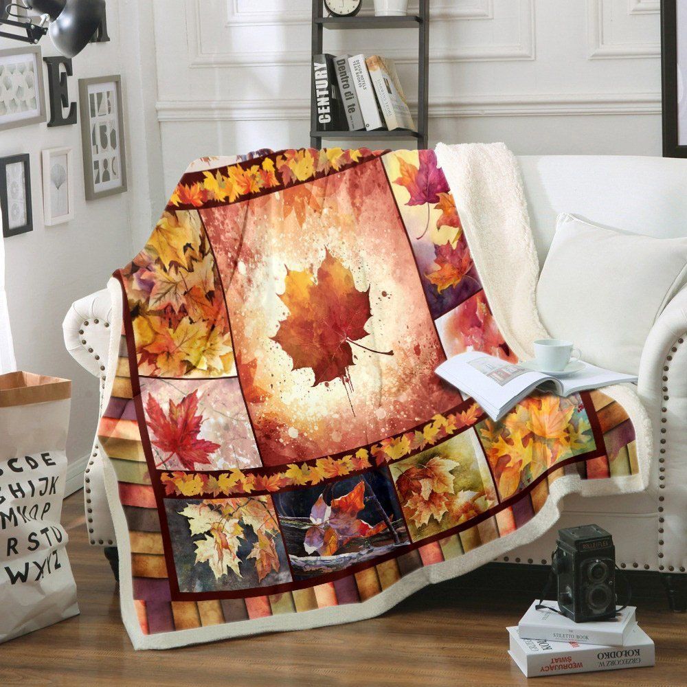 Maple Leaves Sherpa Fleece Blanket